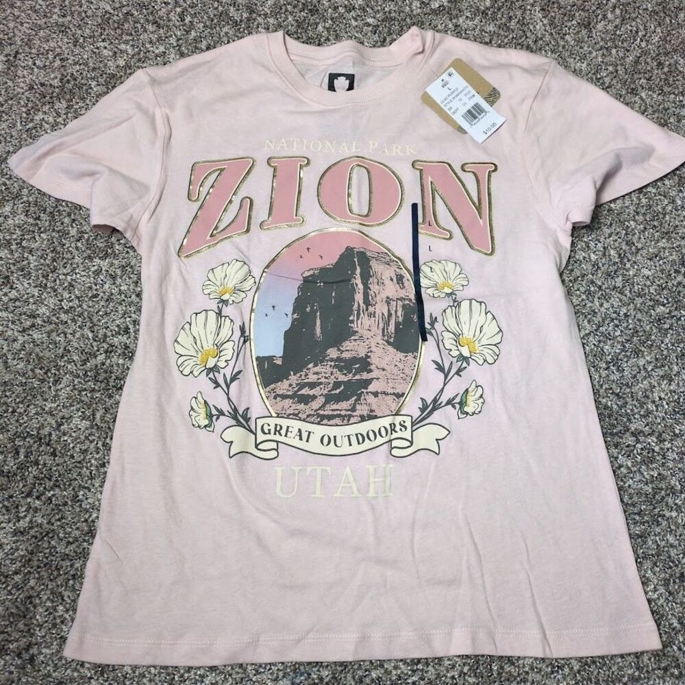 NEW National Park Foundation Zion National Park pink cotton t-shirt Size L